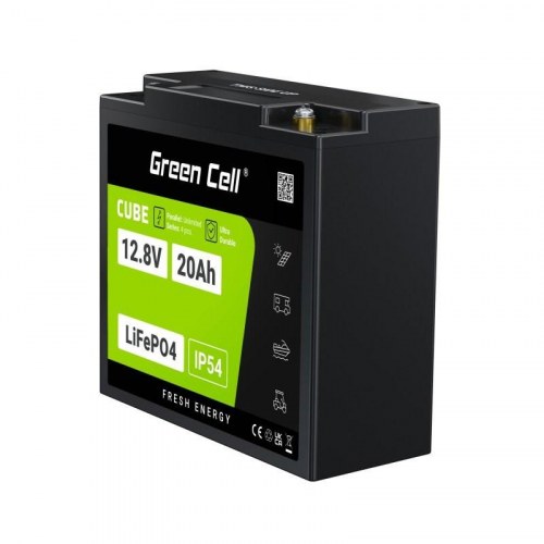 Green Cell CUBE LiFePO4-batteri 12,8 V 20 Ah (256 Wh) - sort/grøn