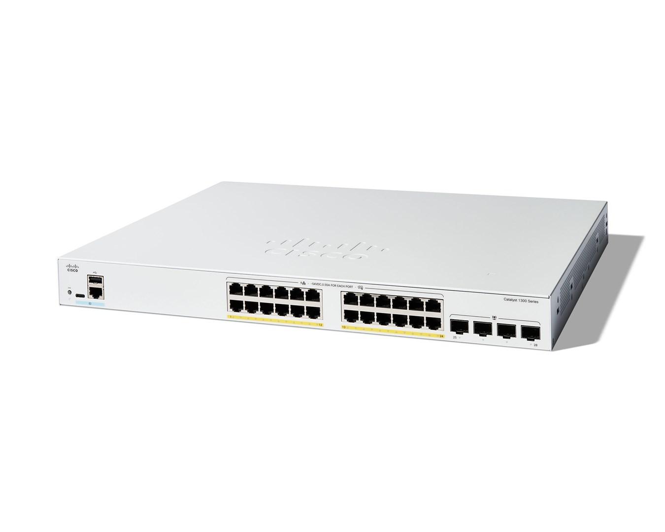 Cisco Catalyst 1300-24FP-4G managed switch - 24x Gigabit, fuld PoE, 4x 1G SFP