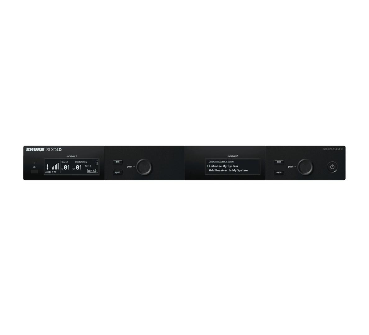 Shure SLXD4D-E G59 – dobbelt trådløs mikrofonmodtager, 470–514 MHz