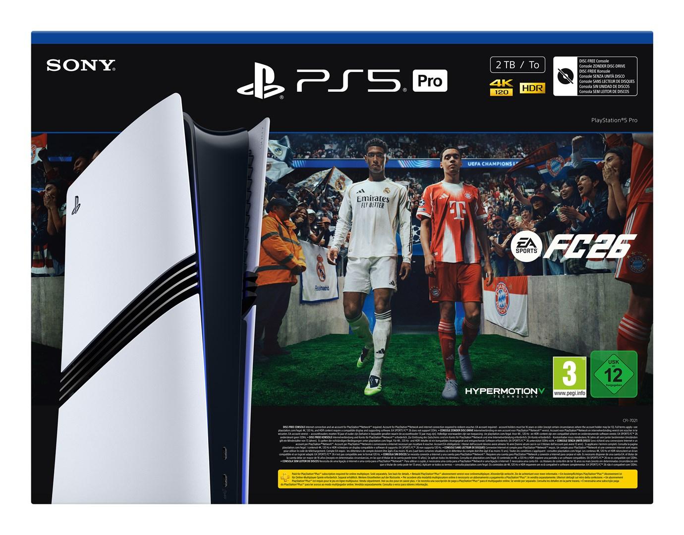 Sony PlayStation 5 Pro bundle – 2 TB + EA Sports FC 26 (sort/hvid)