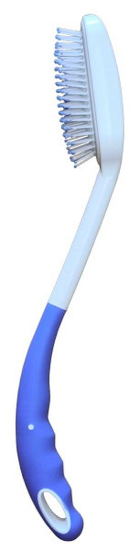 Sundo hårbørste med langt håndtag - blå/hvid, ergonomisk