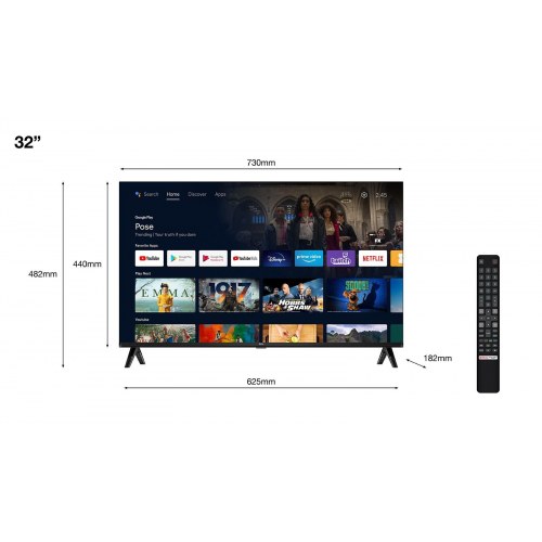 TCL S54 32S5400A 32" HD Smart TV – Android TV, mørk sølv