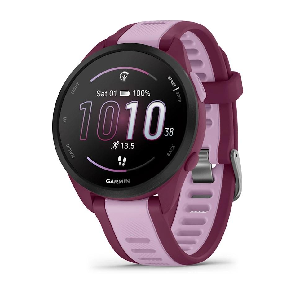 Garmin Forerunner 165 Music - 43 mm AMOLED løbe‑smartwatch med GPS - Lilla