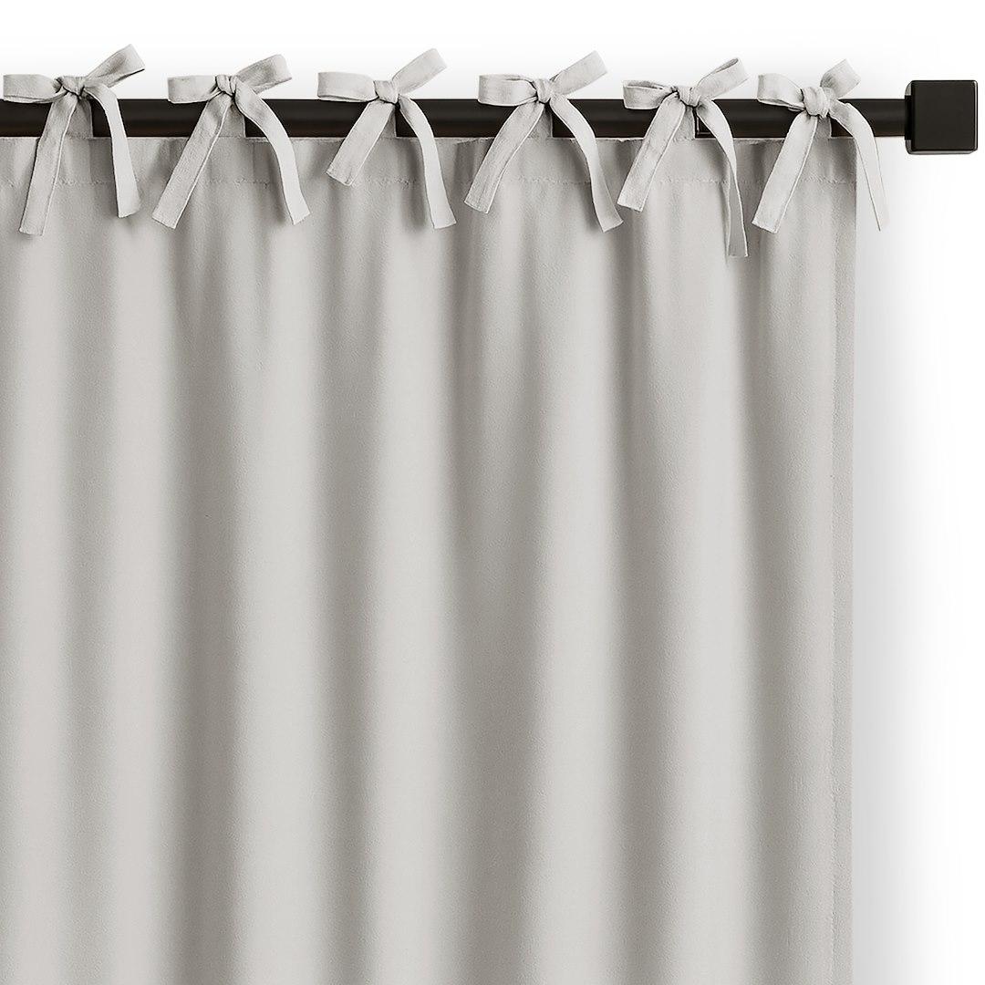 RESTILO CARLI gardin - grå, klassisk, oxford, 140×250 cm med bindebånd