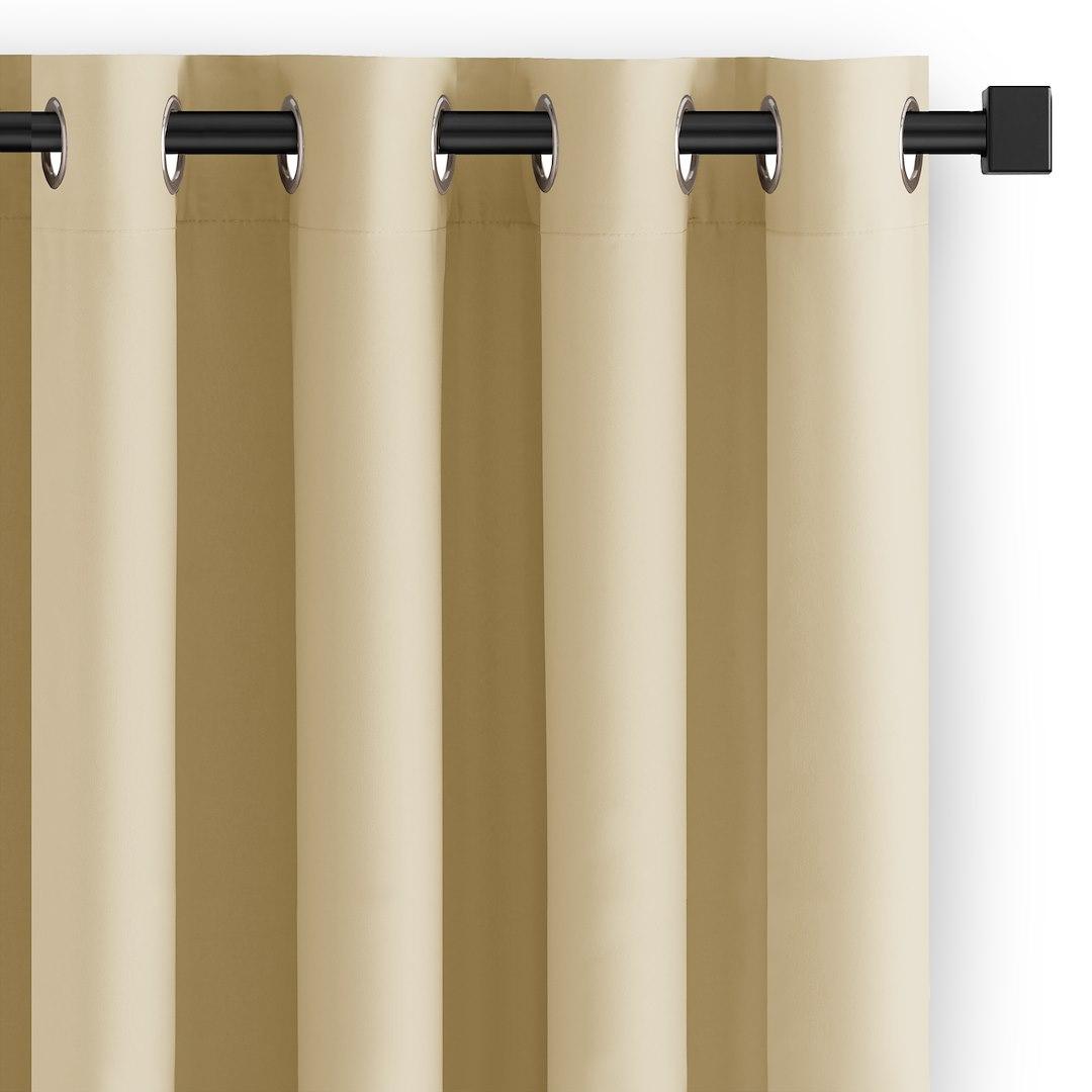 Carli mørklægningsgardin med øskner - varm sandbeige, oxford, 140×250 cm