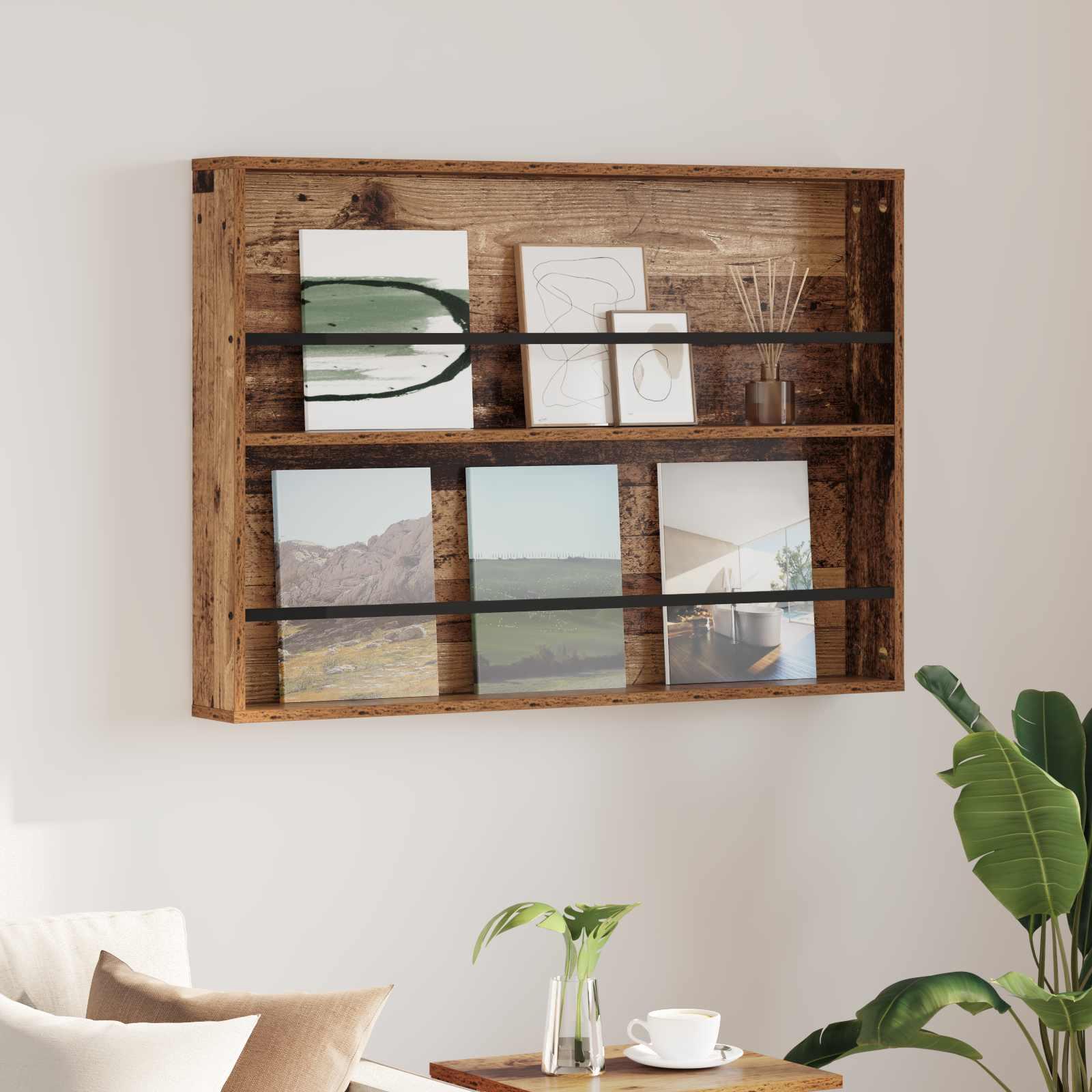 Magasin Rack Med Hylde Konstrueret Træ - Gammelt træ / 100 x 12 x 70 cm