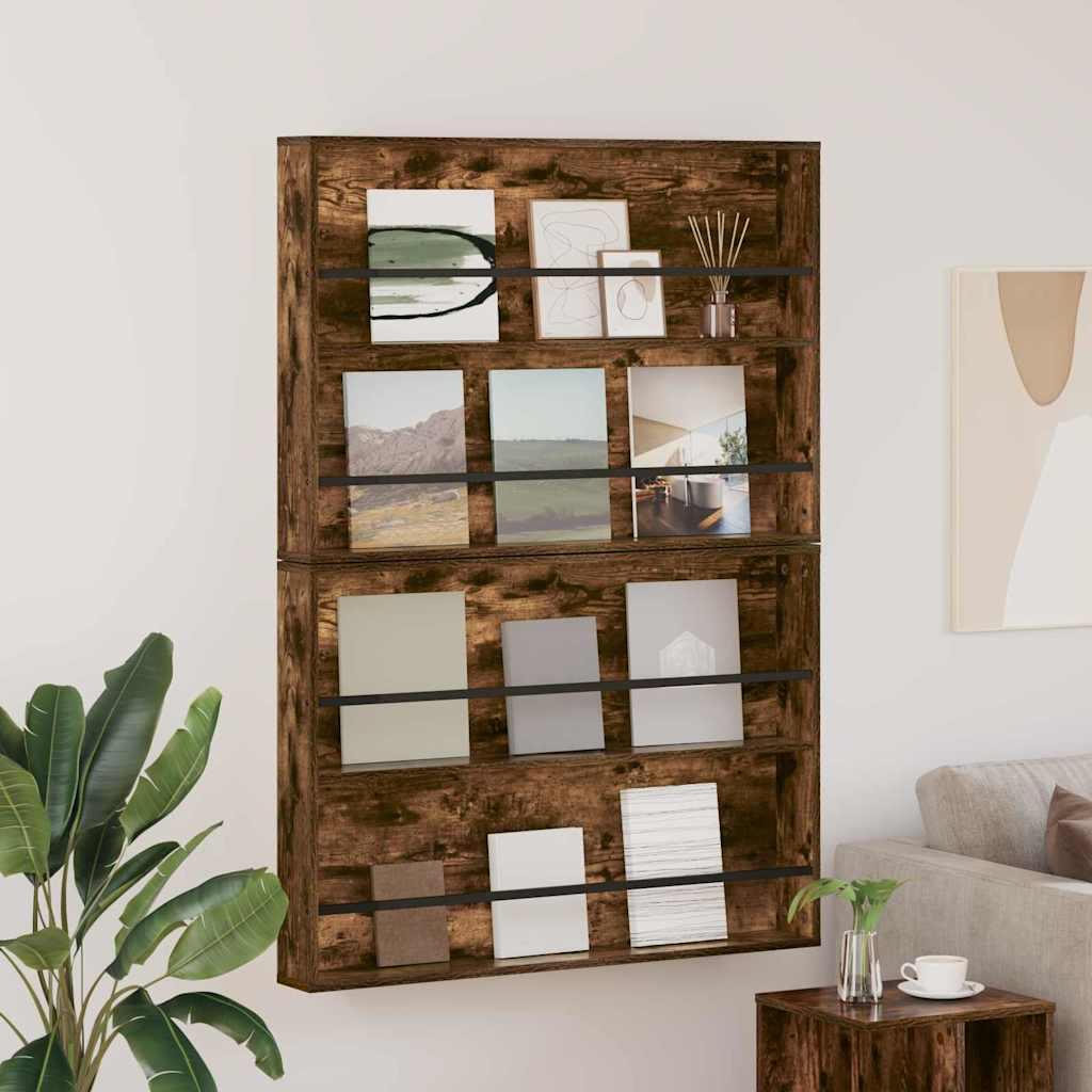 Magasin Rack 2 stk Røget eg 100 x 12 x 70 cm Konstrueret træ