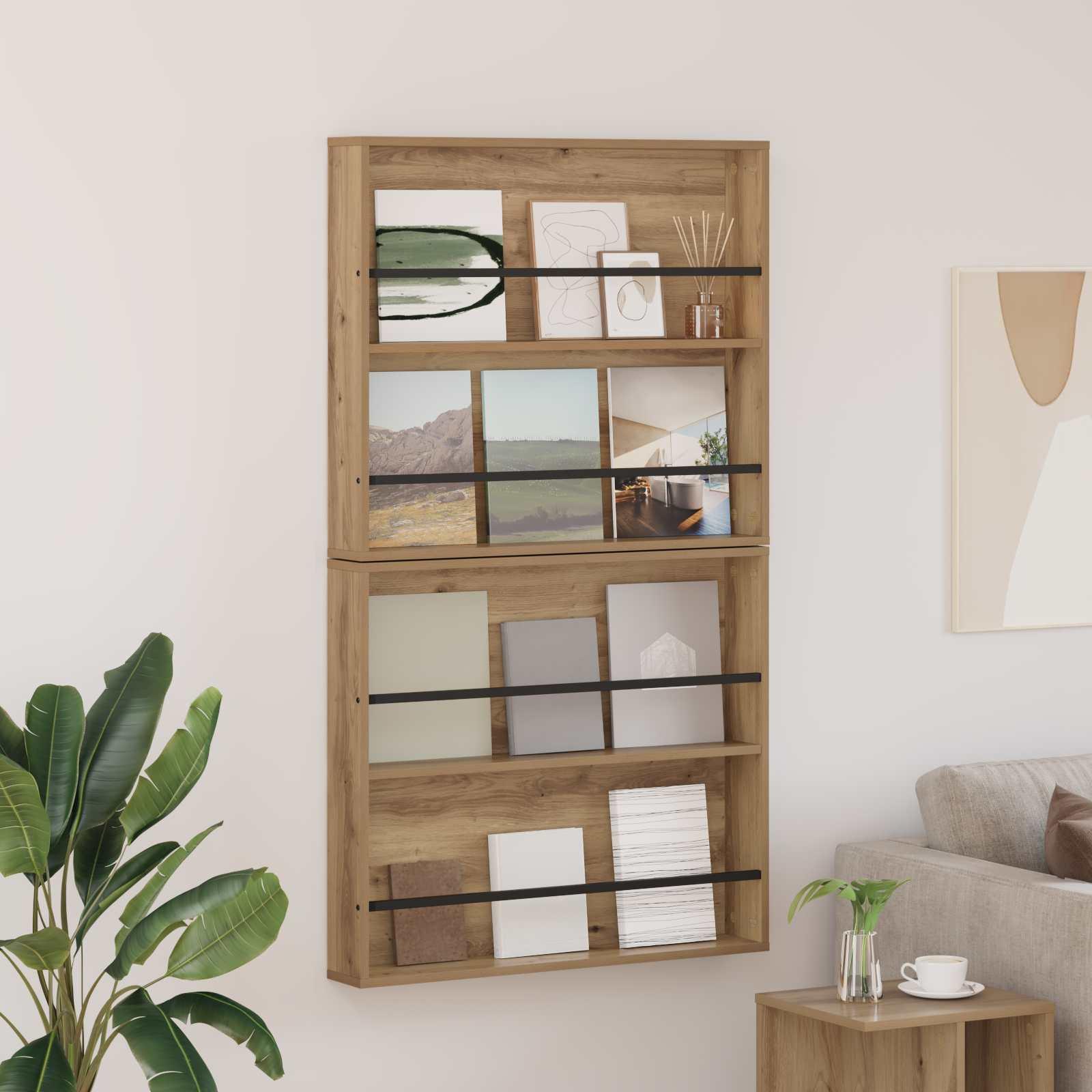 Magasin Rack med hylde 2 stk Artisan Egetræ 80 x 12 x 70 cm