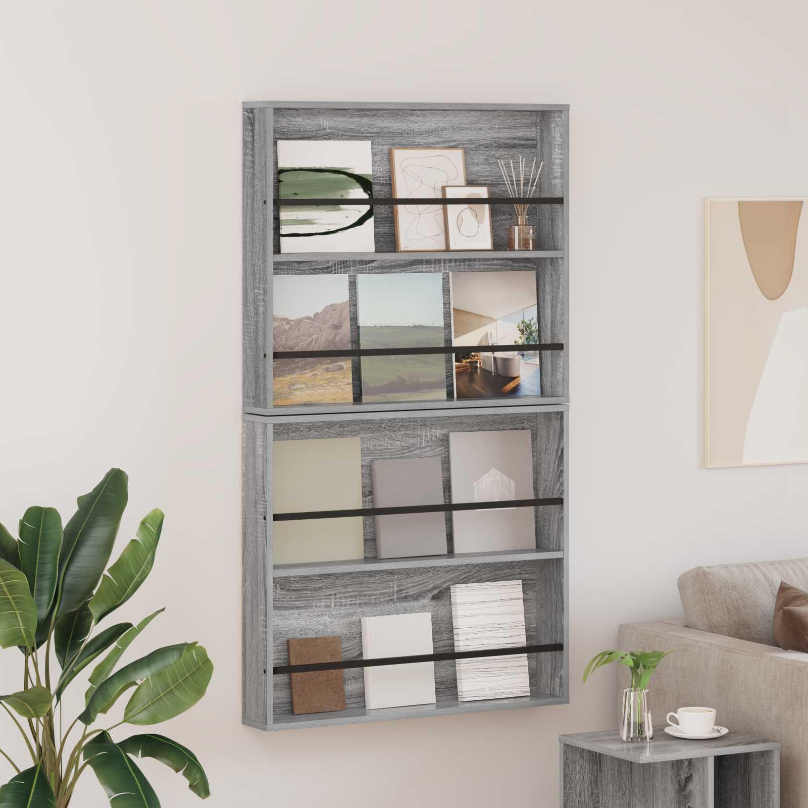 Magasin Rack 2 stk Grå Sonoma 80 x 12 x 70 cm Konstrueret træ