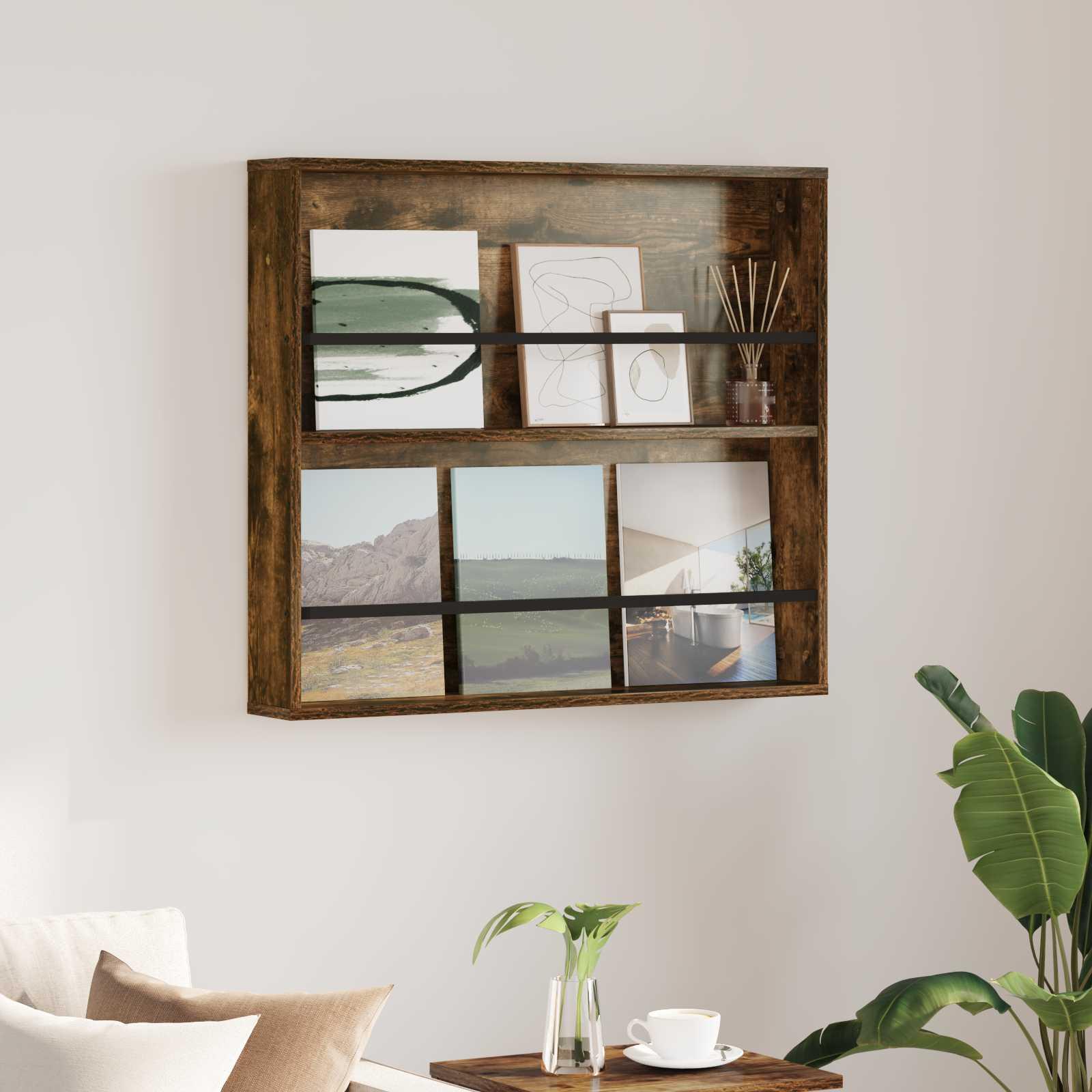 Magasin Rack Med Hylde Konstrueret Træ - Røget eg / 80 x 12 x 70 cm