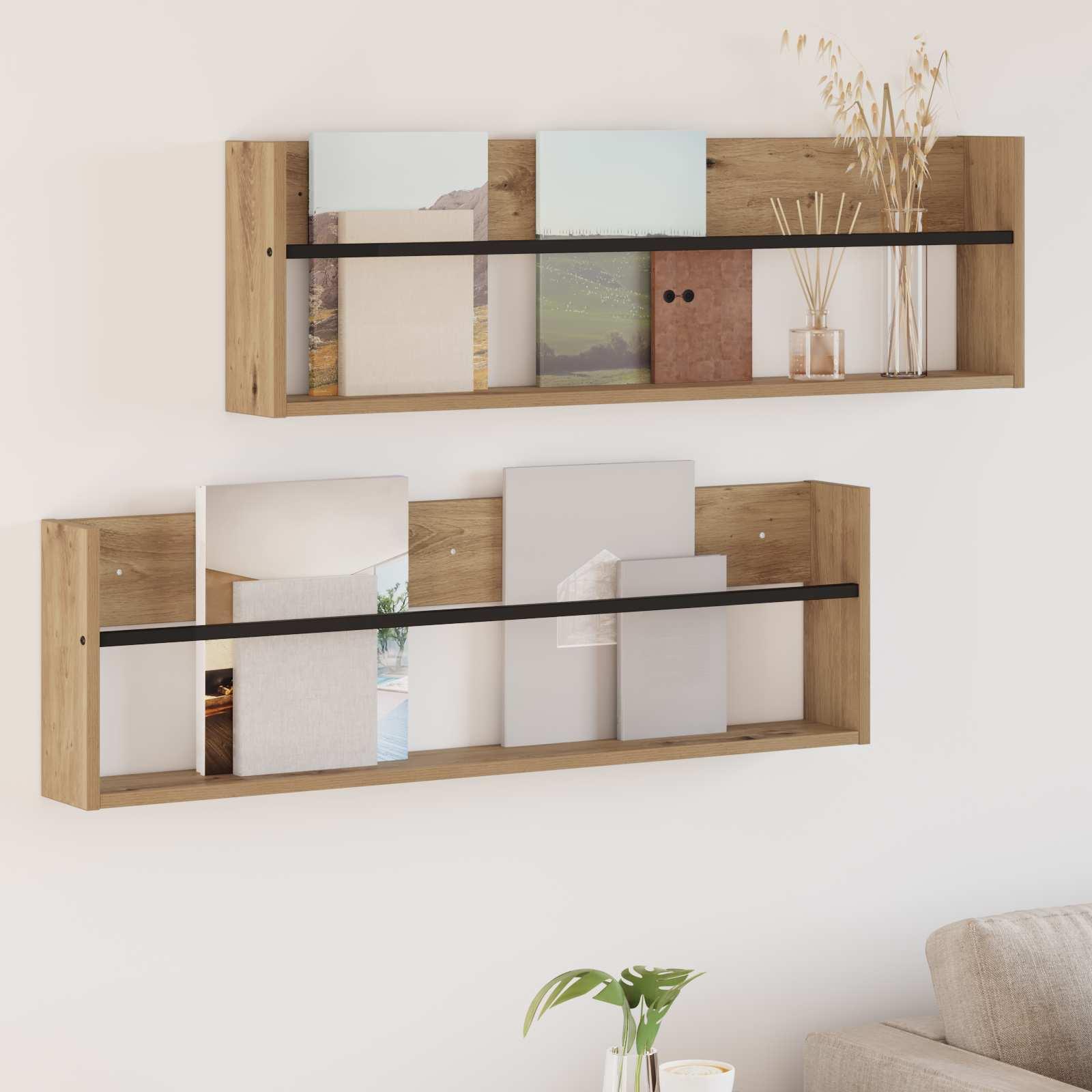 Magasin Rack med hylde 2 stk Artisan Egetræ 100 x 12 x 30 cm