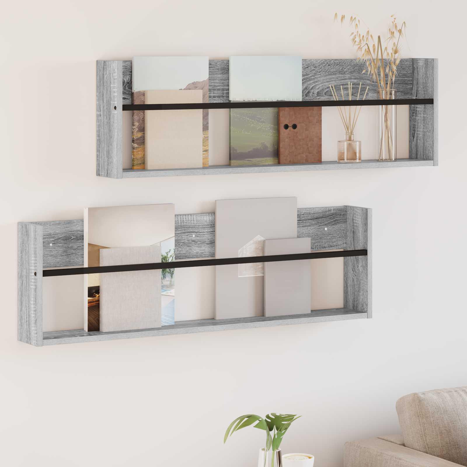 Magasin Rack 2 stk Grå Sonoma 100 x 12 x 30 cm Konstrueret træ