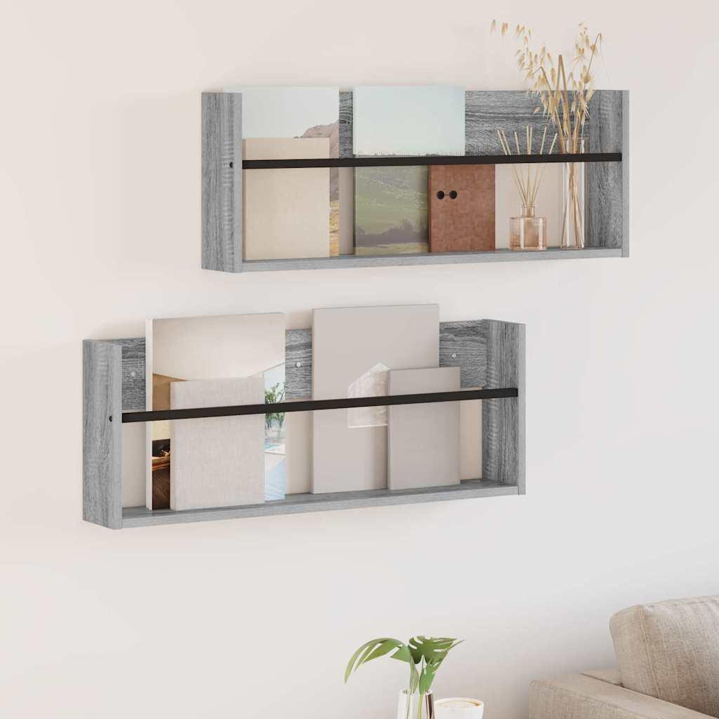 Magasin Rack 2 stk Grå Sonoma 80 x 12 x 30 cm Konstrueret træ