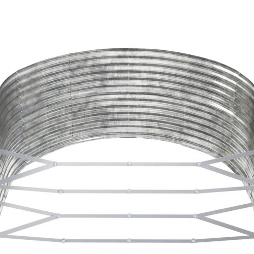 Oval plantekasse i galvaniseret stål - sølvfarvet, 291 x 140 x 68 cm