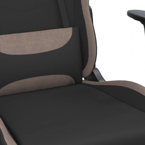Gamingstol med massagefunktion og fodstøtte - stof, sort/gråbrun