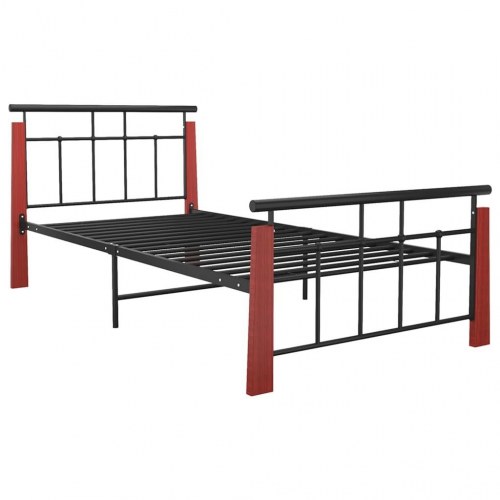 Sengestel 90x200 cm i massivt egetræ og metal - sort/eg