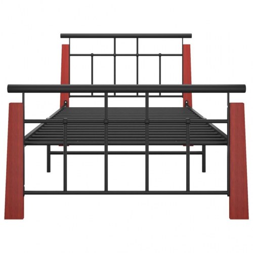 Sengestel 90x200 cm i massivt egetræ og metal - sort/eg