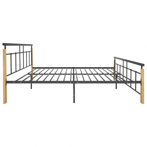 Sengestel 200 x 200 cm i metal og massivt egetræ - sort