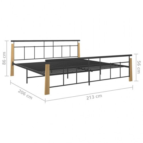 Sengestel 200 x 200 cm i metal og massivt egetræ - sort