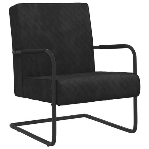 Stol med cantilever fløjl sort