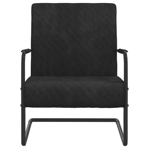 Stol med cantilever fløjl sort