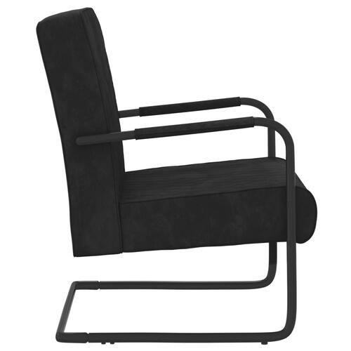 Stol med cantilever fløjl sort