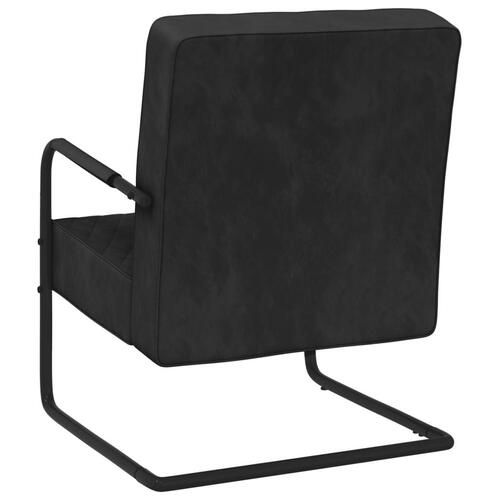 Stol med cantilever fløjl sort