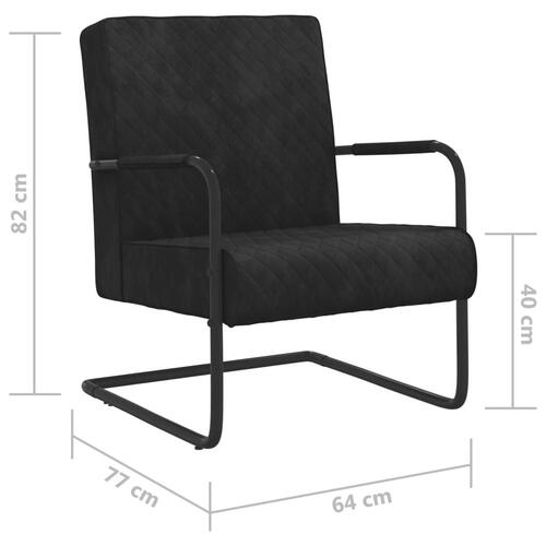 Stol med cantilever fløjl sort