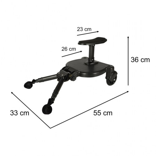 Klapvognsforlænger med sæde - sort (maks. 25 kg)
