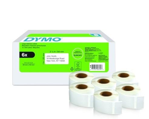 DYMO 2177564 adressemærkater  hvid, 25 × 54 mm, 6 ruller