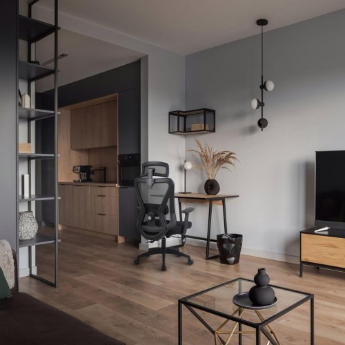 Activejet T5 ergonomisk kontorstol - sort mesh, justerbar
