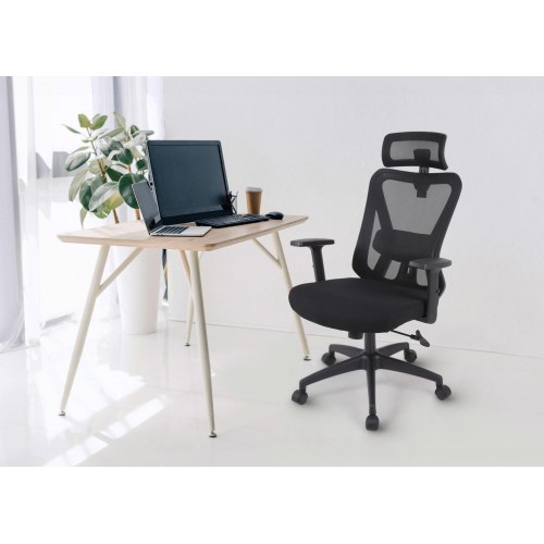 Activejet T5 ergonomisk kontorstol - sort mesh, justerbar