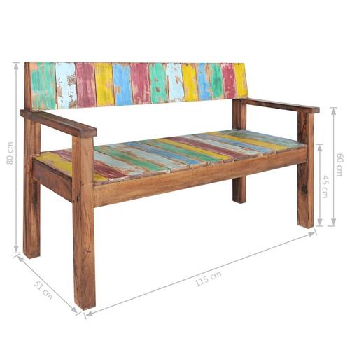Bænk 115 cm massivt genbrugstræ