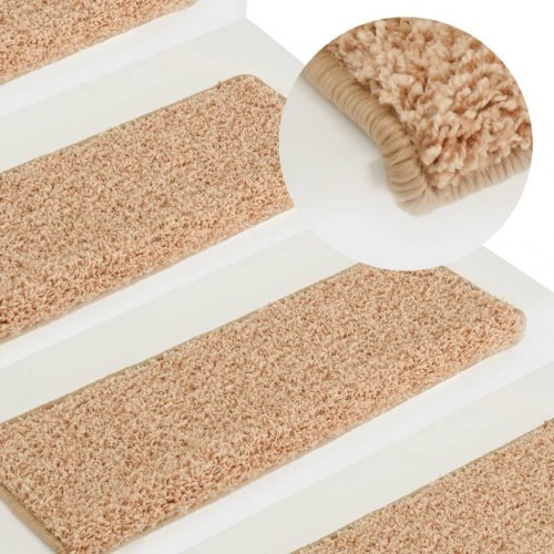 Trappemåtter 15 stk. 65x21x4 cm guld rektangulær kant