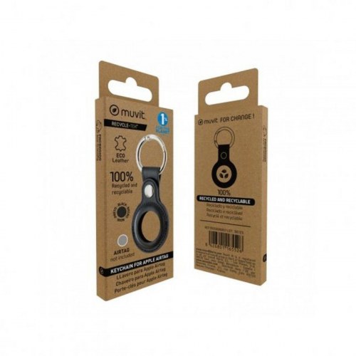 Muvit nøgleholder til AirTag - sort lædercase
