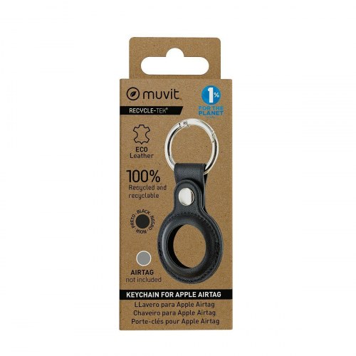Muvit nøgleholder til AirTag - sort lædercase