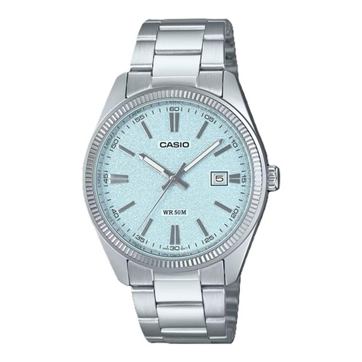 Casio herreur DATE - lyseblå mat skive, rustfrit stål (Ø 38,5 mm)