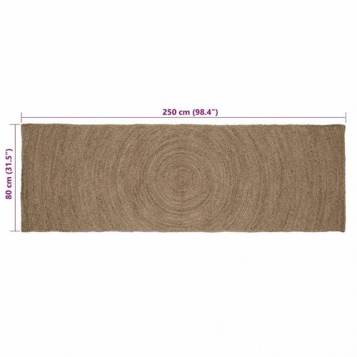 Områdetæppe i jute - grå løber 80 × 250 cm
