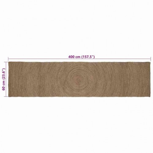 Områdetæppe i jute - grå løber 60 × 400 cm, håndvævet