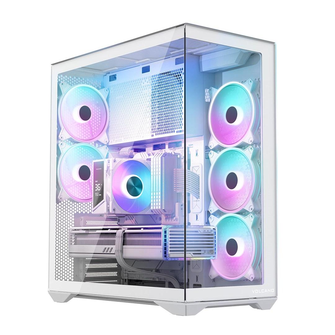 MODECOM Volcano SPACE XL Full Tower kabinet – hvid, ARGB, hærdet glas