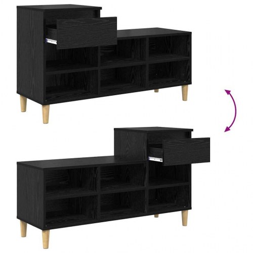 Skoopbevaringsbænk 102 x 36 x 60 cm - sort eg
