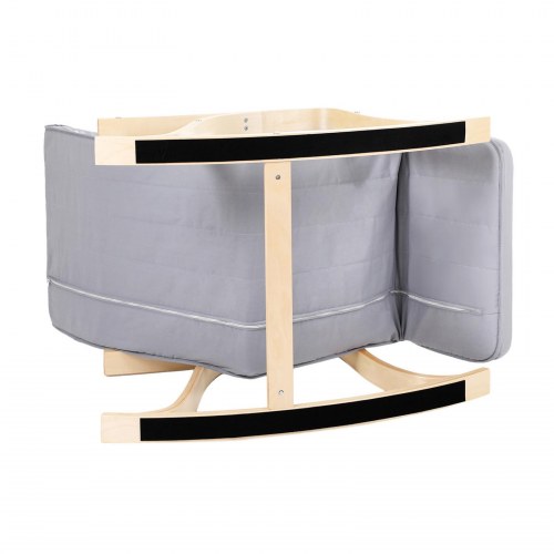 Gyngestol med fodstøtte – 5-trins justerbar, birketræ, grå, 67 × 125 × 91 cm, max 150 kg