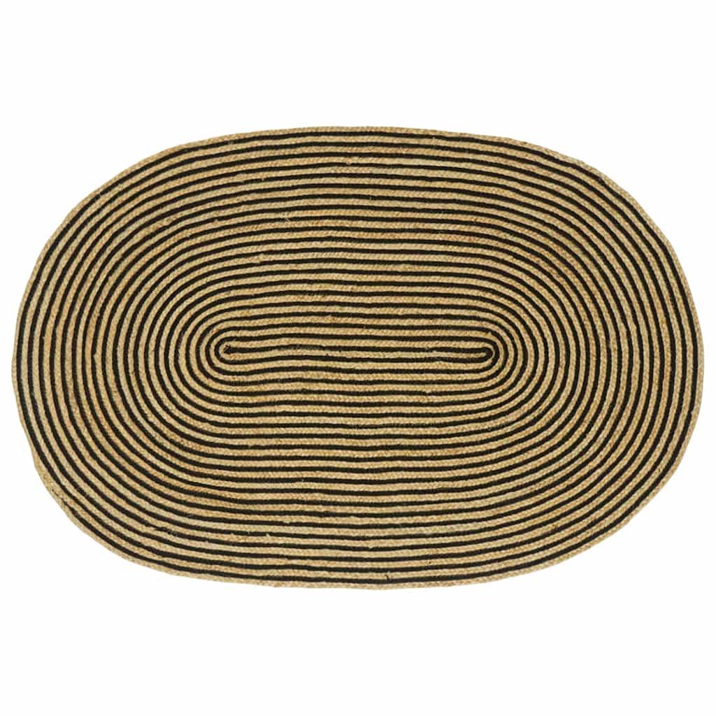 Tæppe Naturlig og sort 100 x 152 cm Jute