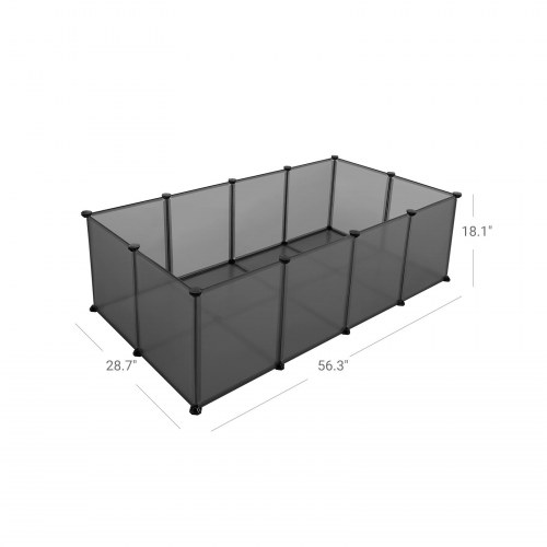 Kæledyr legehegn til smådyr - SONGMICS, transparent plast med bund, grå 143 × 73 × 46 cm