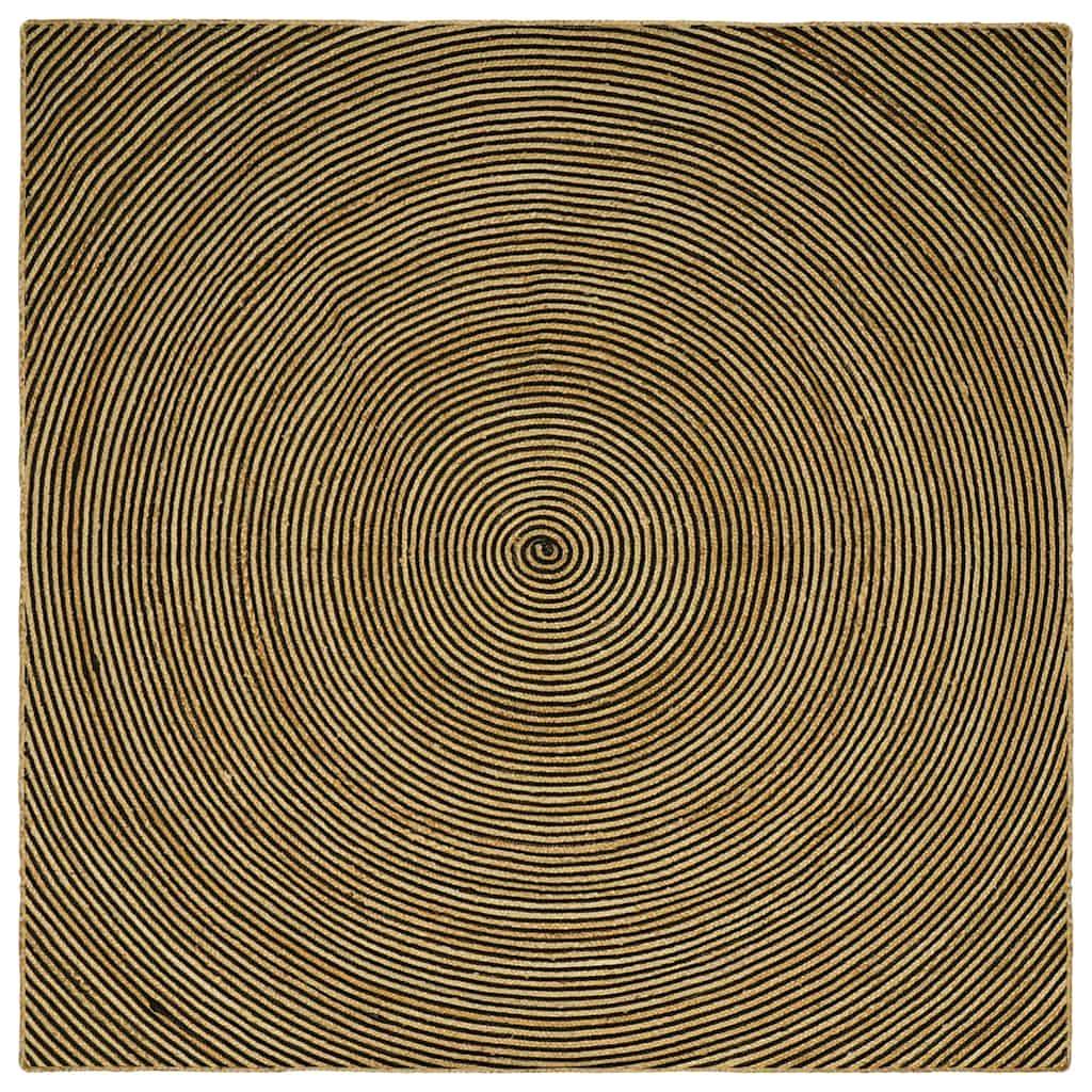 Tæppe Naturlig og sort 300 x 300 cm Jute