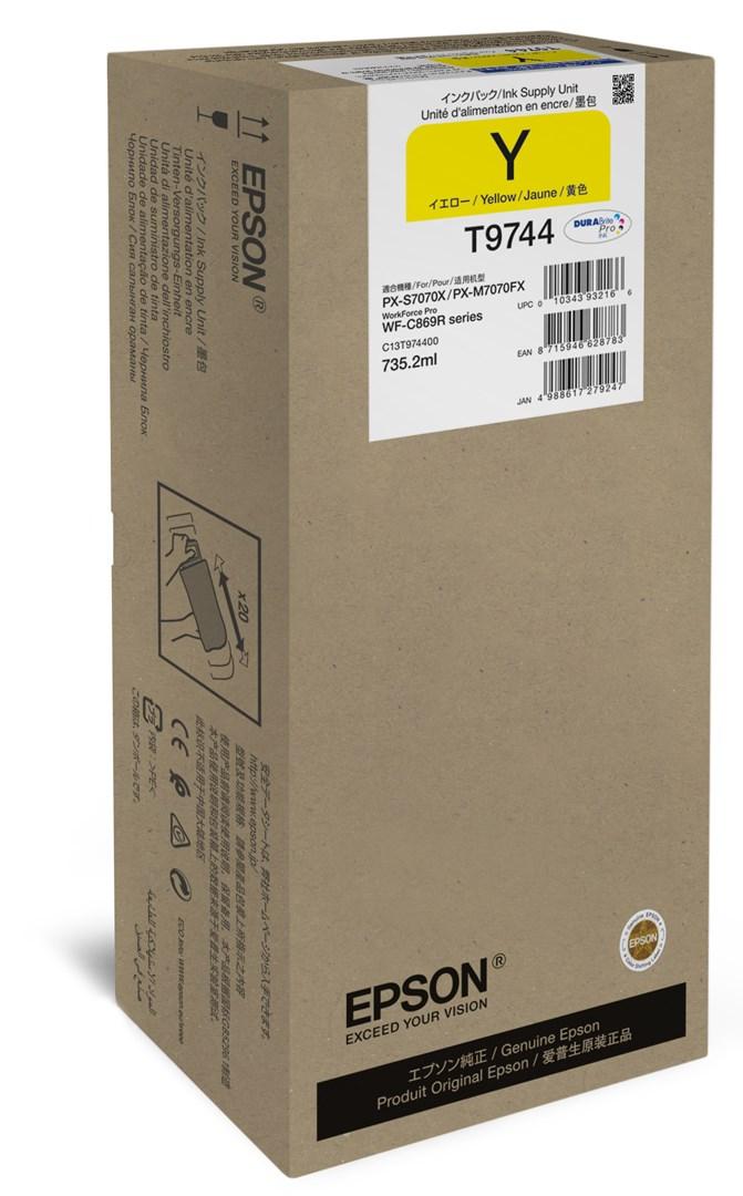 Epson T9744 gul XXL blækenhed – original pigmentblæk 735,2 ml billede