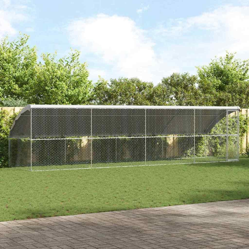 Hundehus med opbevaring 4 stk Sølv 8 x 2 x 2 m Stål