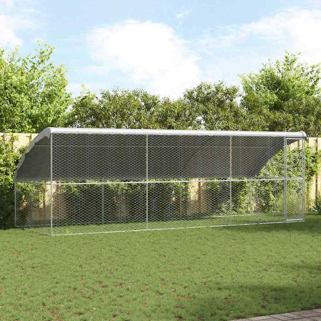 Hundehus med opbevaring 3 stk Sølv 6 x 2 x 2 m Stål