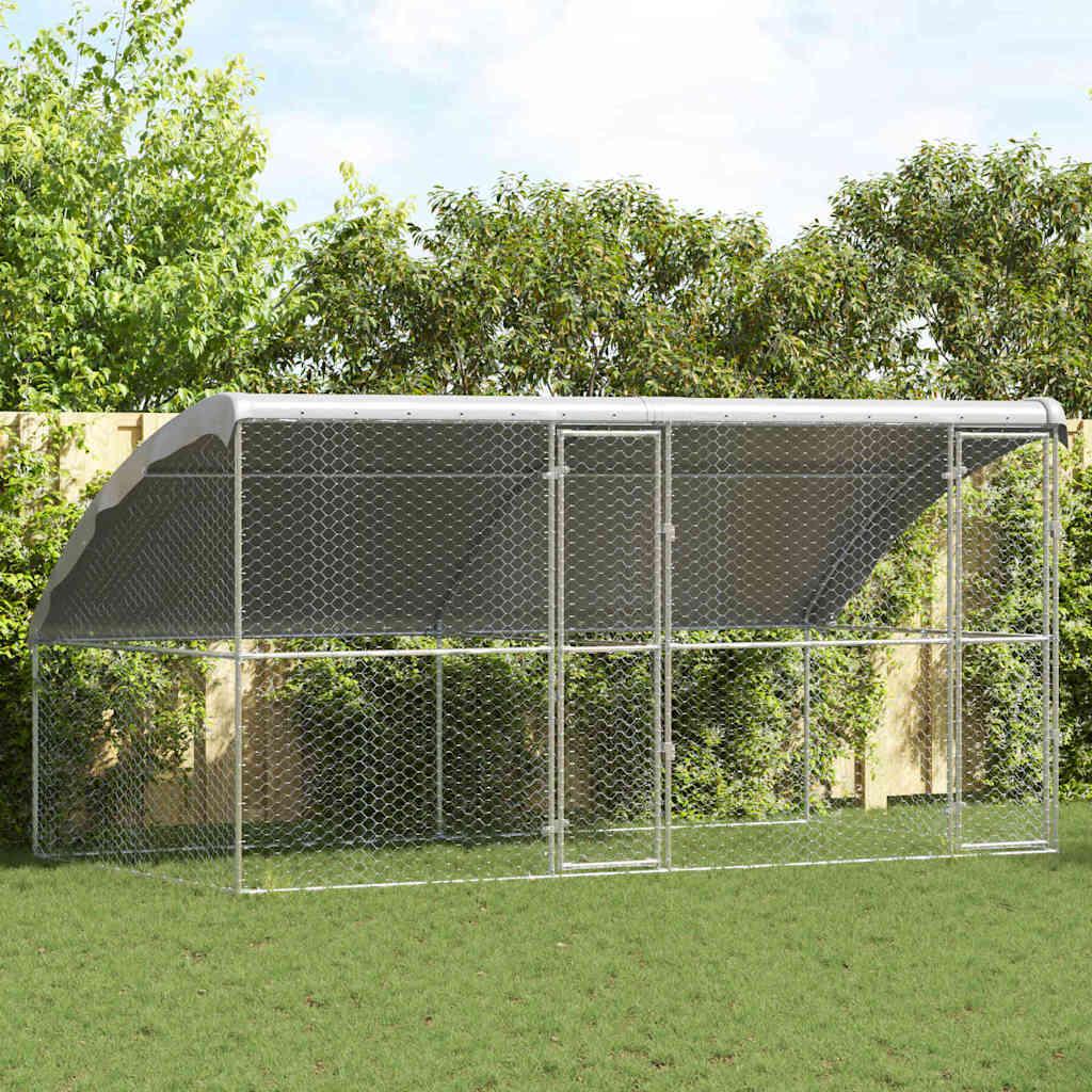 Hundehus med opbevaring 2 stk Sølv 4 x 2 x 2 m Stål