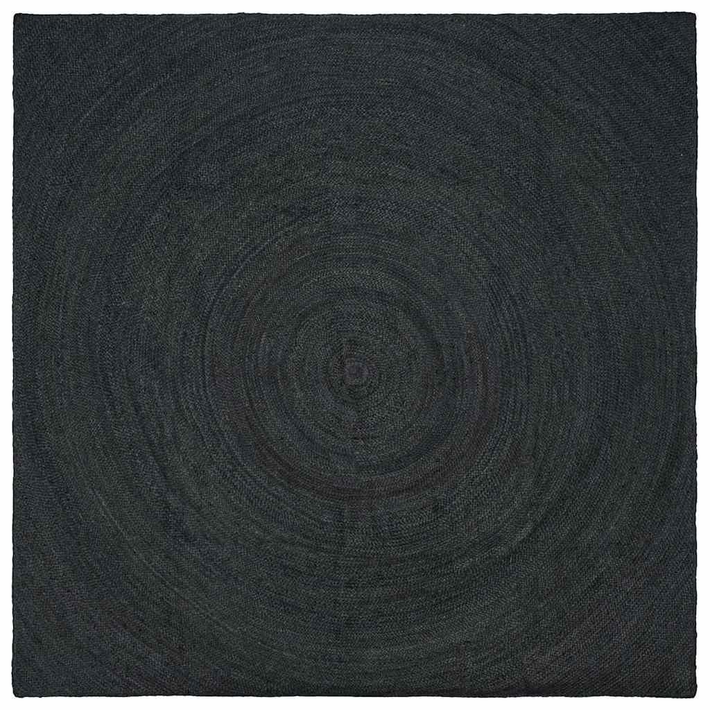 Områdetæppe i jute - mørkegrå 300 × 300 cm, håndvævet